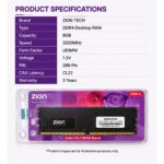 Zion Tech 8GB DDR4 3200MHz Desktop RAM | PC4-25600 | High-Speed Memory Upgrade for Compatible DDR4 PCs - Image 2