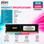 Zion 8GB DDR5 5600MHz Laptop RAM | PC5-44800 SODIMM | High-Speed Memory Upgrade for Compatible DDR5 Laptops - Image 5