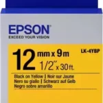 Epson LK-4YBP Black on Yellow 12mm Label Tape