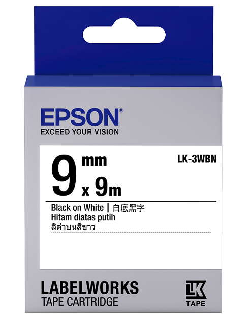 LK-3WBN Epson LK-3WBN Black on White 9mm Label Tape - Image 1