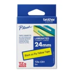 Brother TZE-C51 Black on Fluorescent Yellow Label Tape – 18mm, TZe Tape for P-Touch Label Printers