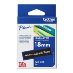 Brother TZE-345 White on Black Label Tape – 18mm, TZe Laminated Tape for P-Touch Label Printers