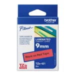 Brother TZE-421 Black on Red Label Tape – 9mm, TZe Laminated Tape for P-Touch Label Printers