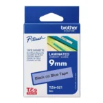 Brother TZE-521 Black on Blue Label Tape – 9mm, TZe Laminated Tape for P-Touch Label Printers