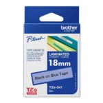 Brother TZE-541 Black on Blue Label Tape – 18mm, TZe Laminated Tape for P-Touch Label Printers