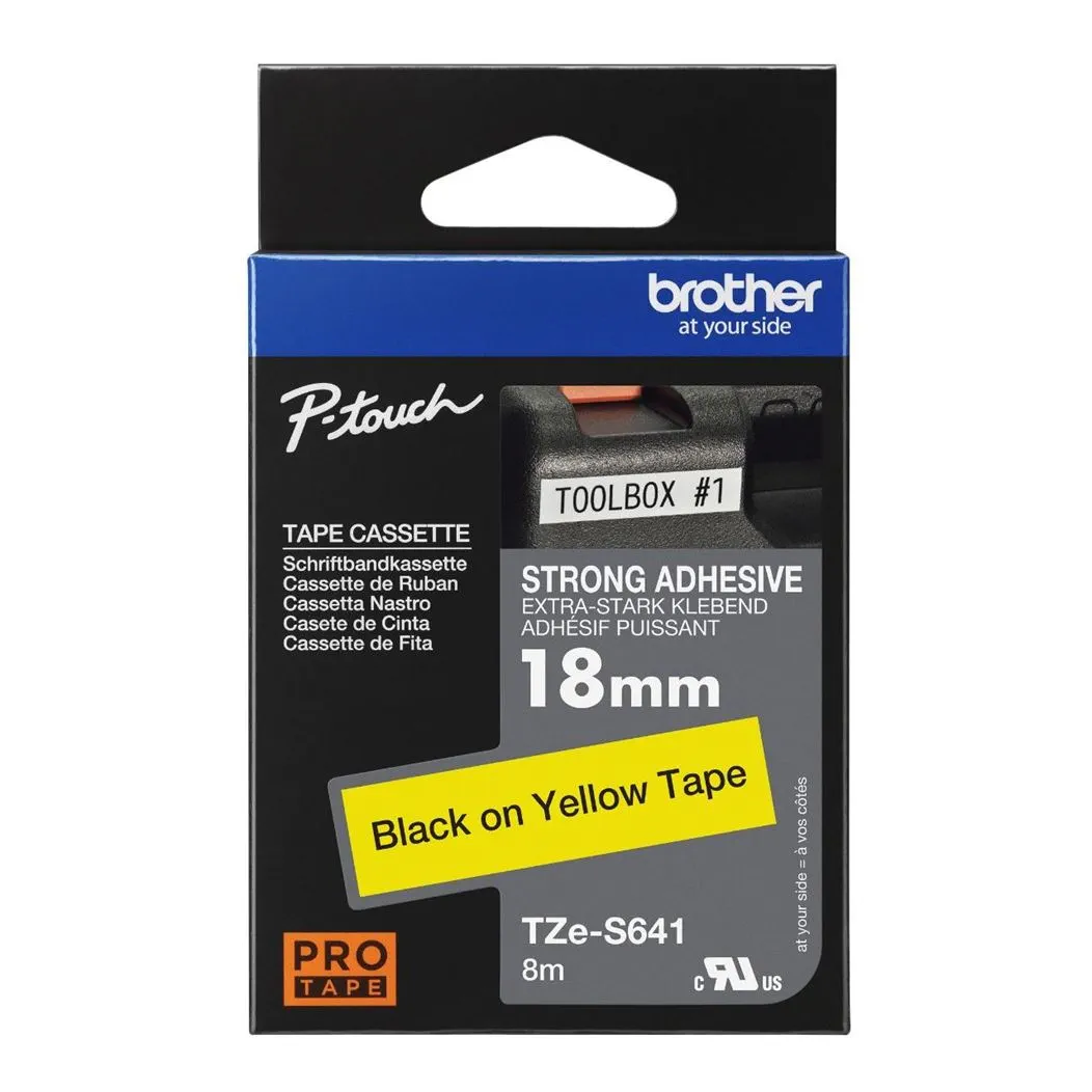 TZe-S641_Pack_CO Brother TZE-S641 BLACK ON YELLOW (18mm) - Image 1