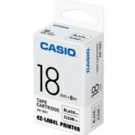 Casio XR-18X1 Black on Clear 18mm Label Tape