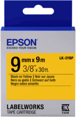 Epson LK-3YBP Black on Yellow 9mm Label Tape