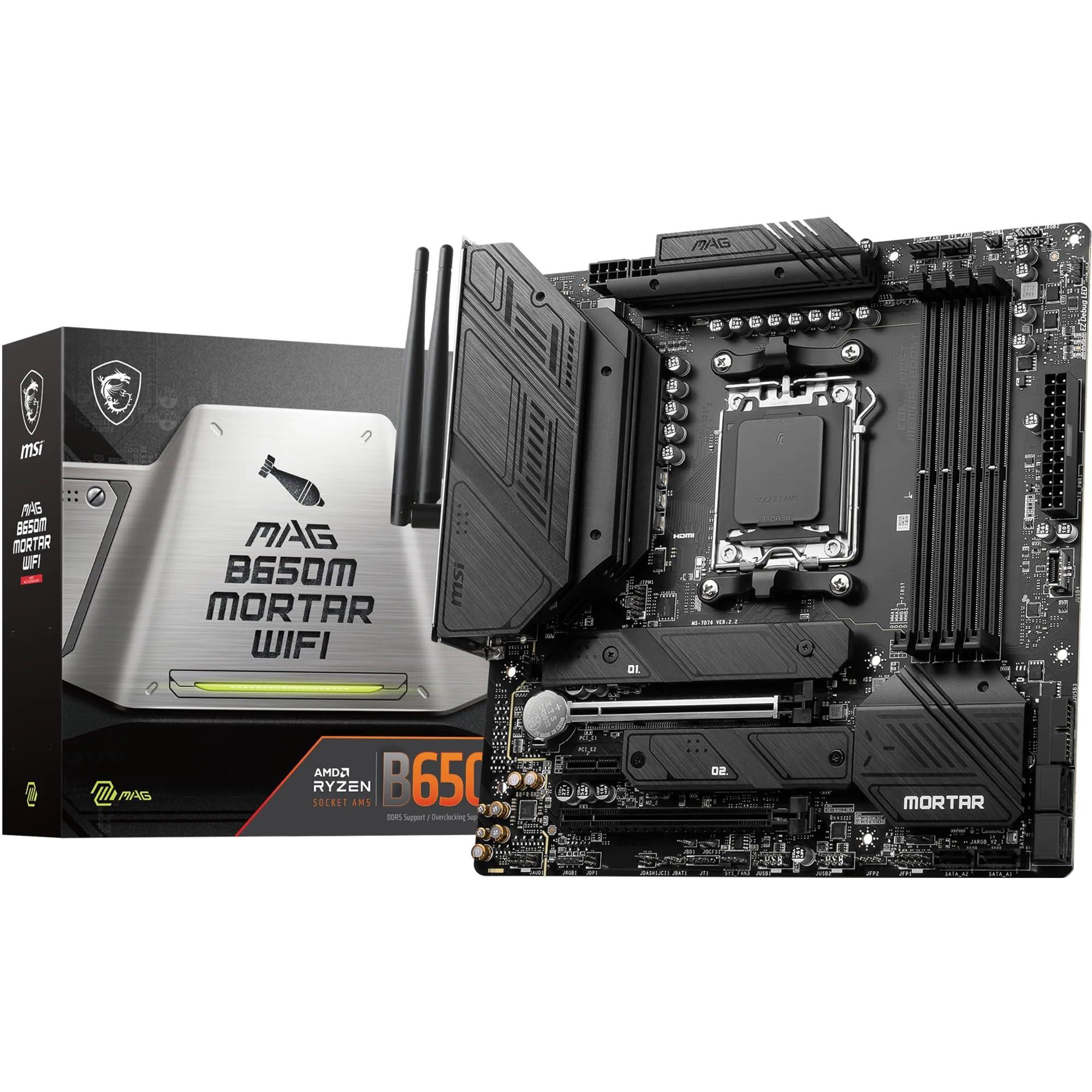 MSI MAG B650M MORTAR WIFI AMD B650 DDR5 AM5 Micro-ATX Gaming Motherboard1 MSI MAG B650M MORTAR WIFI AMD B650 DDR5 AM5 Micro-ATX Gaming Motherboard - Image 1