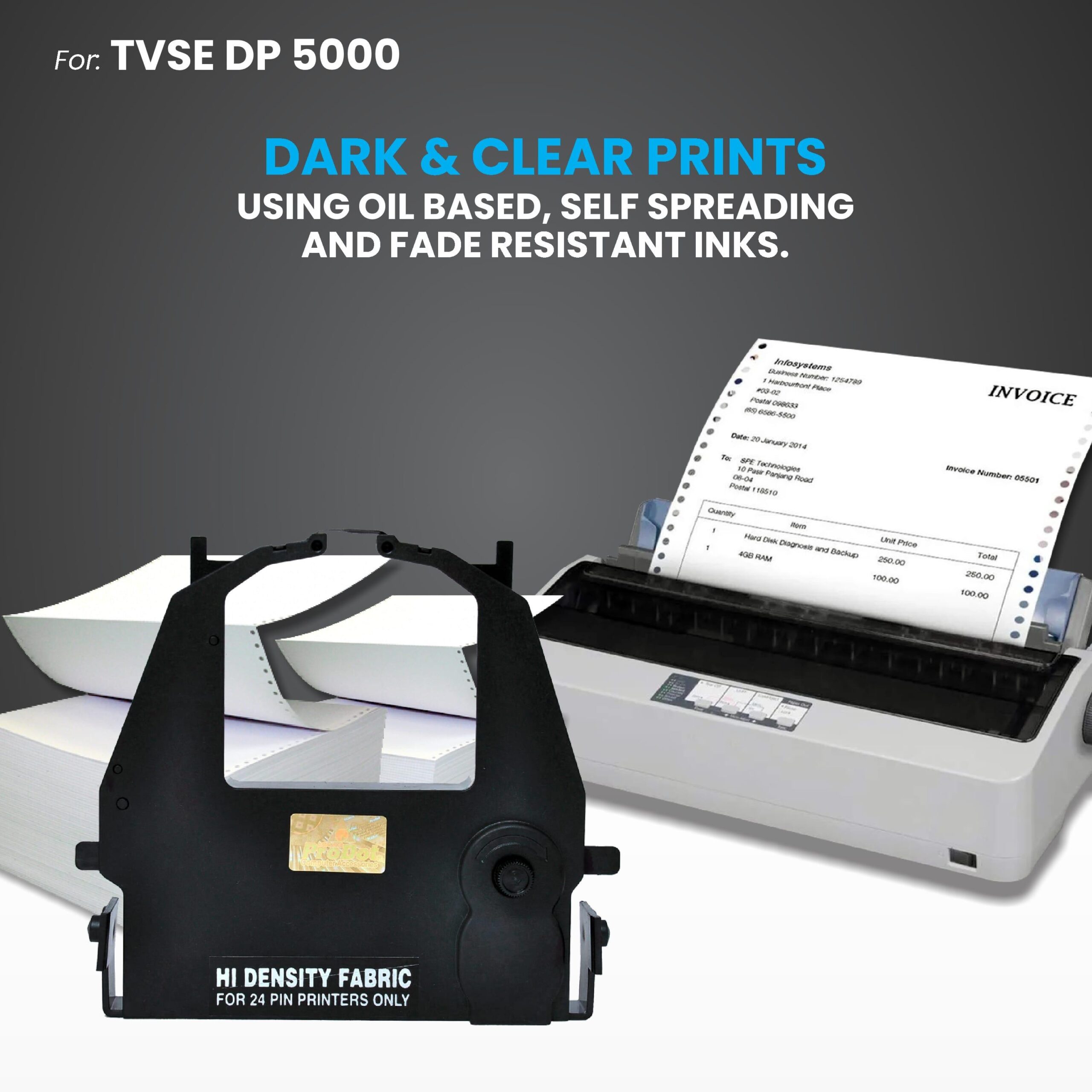 TVS RIBBON CART DP 5000 TVS DP 5000 Black Ribbon Cartridge - Image 1